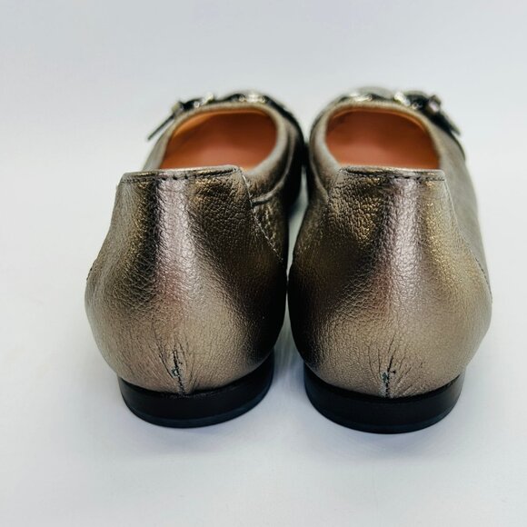 AGL Monika Cap Toe Ballet Flat Size 40 Platinum Leather Slip-On Flats Shoes - Picture 4 of 16